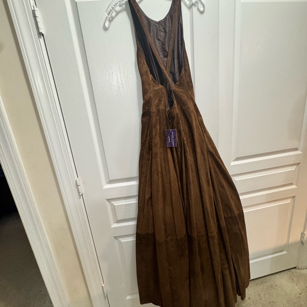 *NWT* Ralph Lauren Brown Suede-Look Maxi Dress - Picture 2 of 3